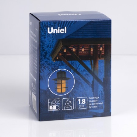 UNIEL Girlyanda “Thread” 1.8 m with nozzles “Flashlights”, IP44, Dark Thread, 72 LED, Flame effect, 1 mode, solar battery-9