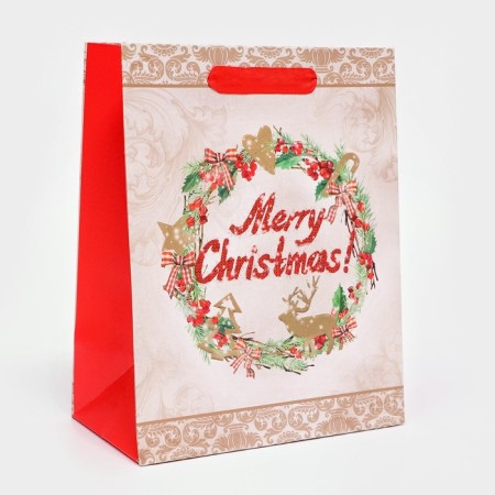 Gift, laminated, "Merry Christmas" package, 18 x 23 x 10 cm-1