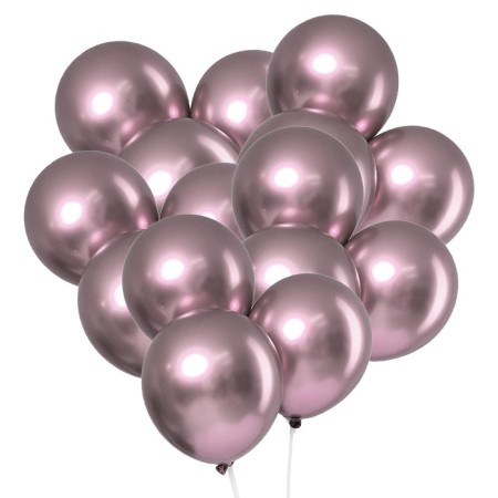 Latex ball 12 "Chrome", metal, set of 5 pcs., Lilac color-1