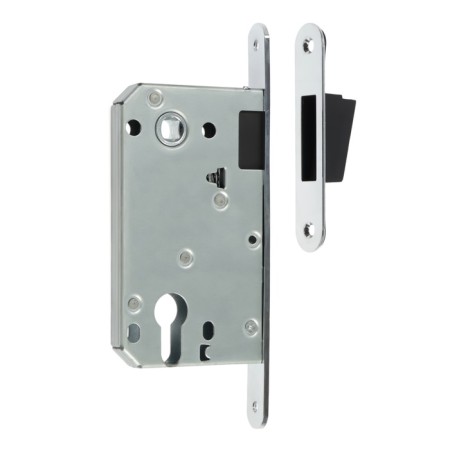 The latch is mortise magnetic, under the Lockland ZLK6CP cylinder, chromium color-2
