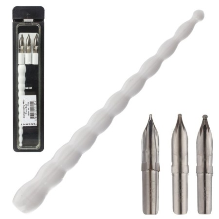 A set of round feathers 3 pieces: 1, 1.5, 2 mm + plastic holder, mix rio
