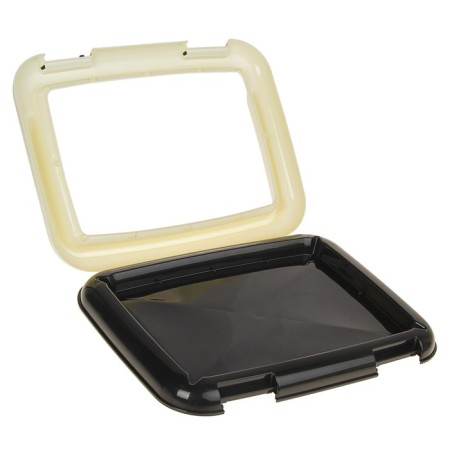 Dog toilet 46.5 x 35.5 x 5.5 cm, with a removable side, grille and column, black-2