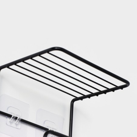 Holder for towels with shelf, 15.5 × 12.5 × 33.5 cm, black color-2