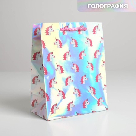 Gift holographic package, packaging, “unicorn”, 18 x 23 x 10 cm