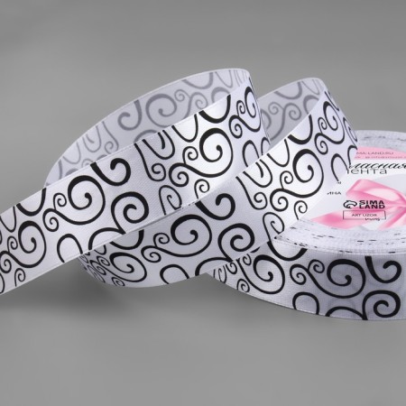 Satsis tape "Pattern", 25 mm × 23 ± 1 m, Black/White Color No. 001