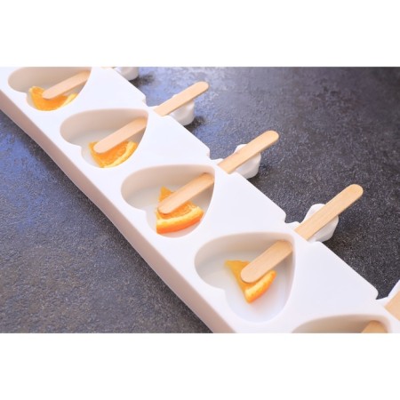 Form for ice cream "Heart. Maxi ”, silicone, 49 × 6.5 × 2 cm, 8 cells, sticks 50 pcs, white color-6
