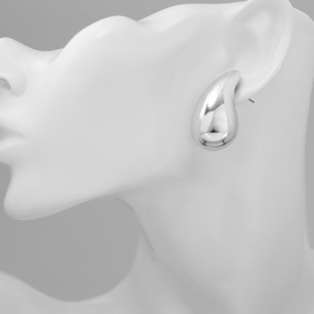 Earrings plastic "drop" large, silver color-3