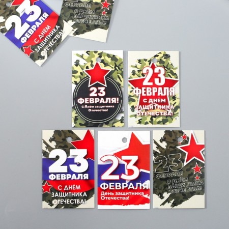 Cardboard "February 23" set 10 pcs (5 types) 4x6 cm