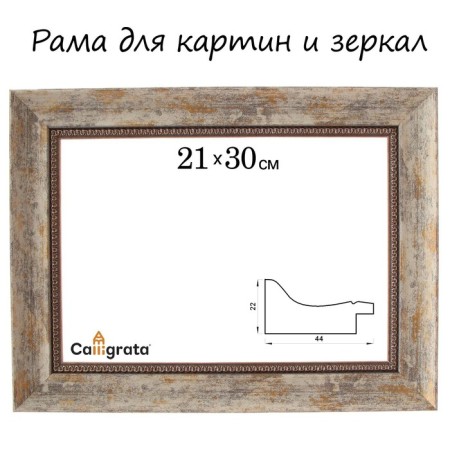 Frame for paintings (mirrors) 21 x 30 x 4.4 cm, plastic, calligrata 6744, tree with white and gold patina
