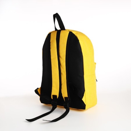 School backpack from textiles on lightning, external pocket, yellow color-3