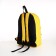 School backpack from textiles on lightning, external pocket, yellow color