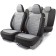 Linen Auto-Chelecs, large weaving linen, 5 mm foam, 3D cut, 15 objects, 5 head restraints, 2 pockets, 4 zippers, 4 end valves, Airbag black-and-gray.