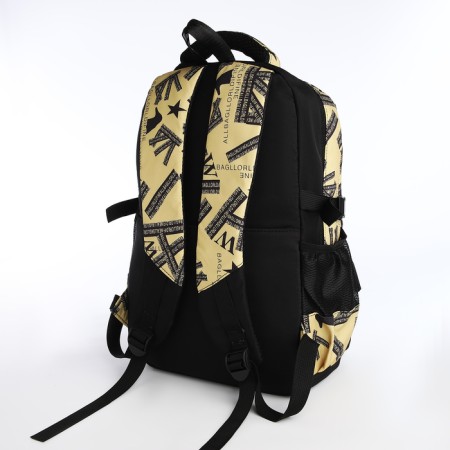 School backpack on lightning, 5 pockets, black/yellow color-3