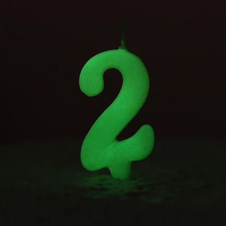 Candle for the cake number "Luminescent", 5.5 cm, number "2"-1