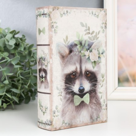 Safe Brush Tree leatherette "Raccoon in the wreath" 21x13x5 cm