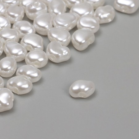 Plastic beads on the “Pearls” threads 0.6 × 0.4 × 0.4 cm, (set of 180 pcs.), White color-1