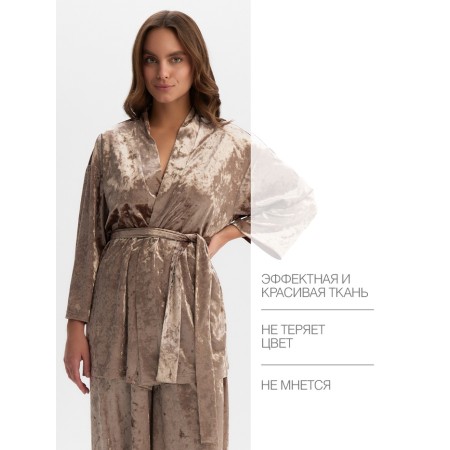 Female set (jacket, trousers) KAFTAN VELVET 40-42, coffee-1