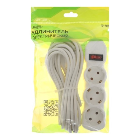 Extension cord Luazon Lighting Eco, 3 sockets, 7 m, 10 A, 2200 W, PVS 3x0.75 mm2, s/c, with dig-6