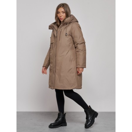 Coat insulated winter female, size 42, brown color-2