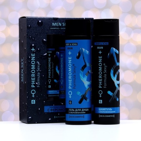 Cosmetic set of men's Formula Sexy No. 6, shower gel, 250 ml+shampoo, 250 ml (based on Blue Label (Givenchy)