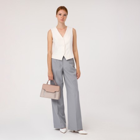 Magnet bag bag, external pocket, long belt, beige color-7