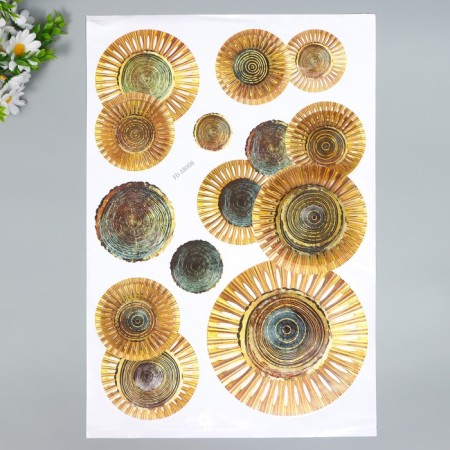 Sticker Plastic Interior 3D "Golden Flowers" 52x35 cm