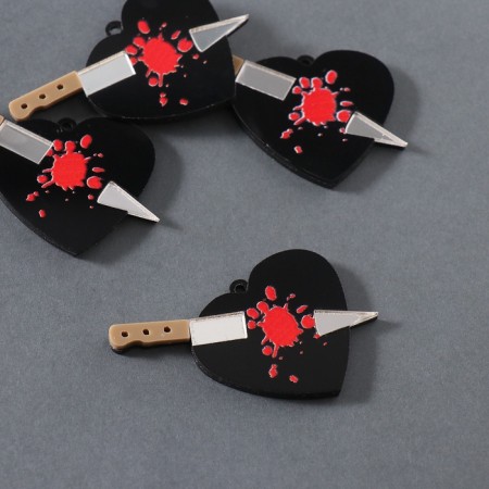Decor for the work of acrylic mirror "knife in the heart" 5.5x3.2x0.4 cm