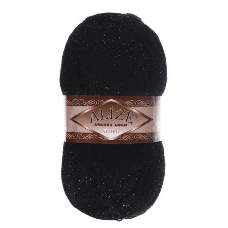 Angora Gold Simli yarn 75% acrylic, 20% wool, 5% metallic 500m/100g (60 black)-1