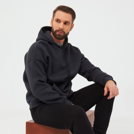 Male sweatshirt was laid down, dark gray color, size 48-3