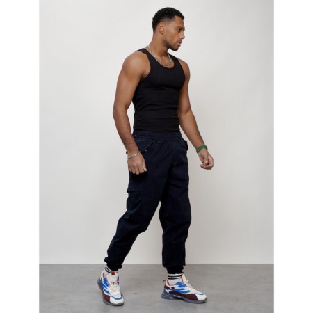 Cargo jeans men, size 44, dark blue color-9