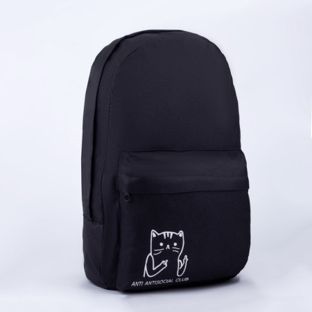 Backpack school youth Antisocial Club, 33x13x37 cm, lightning department, external pocket, black color-3
