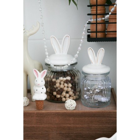 Glass Bank for bulk products with a ceramic lid of the bunny in gold, 230 ml-8