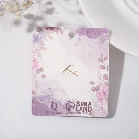 Brooch "Kithe" with a flower, white-pink color in gold-3