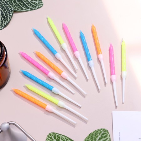 Candles for the cake "Neon", 10 pcs, multi -colored, 14 cm
