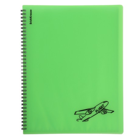 Folder 30 inserts on spirals, A4, 600 μm, Erichkrause "Neon Transport", texture "Sand", green, mix-8