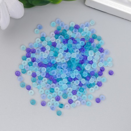 Glass 8/0 "Matte translucent. Blue melange" 10 g