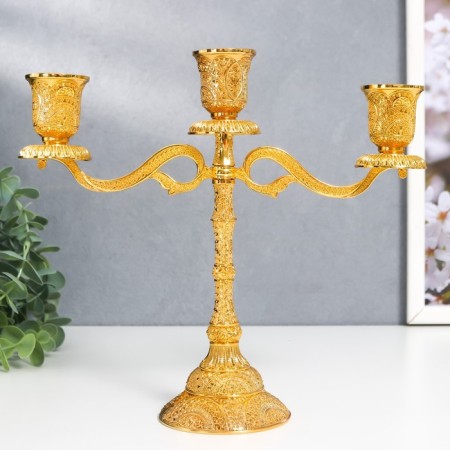 Summary Metal for 3 candles "Raja" Gold 22.5x8x24 cm-1