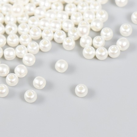 Set of beads "needlework" plastic, diameter 5 mm, 25 g, milk