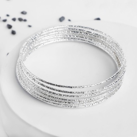 Bracelet Metal "frame" thin thread, set 10 pcs, color silver, 6.5cm-3