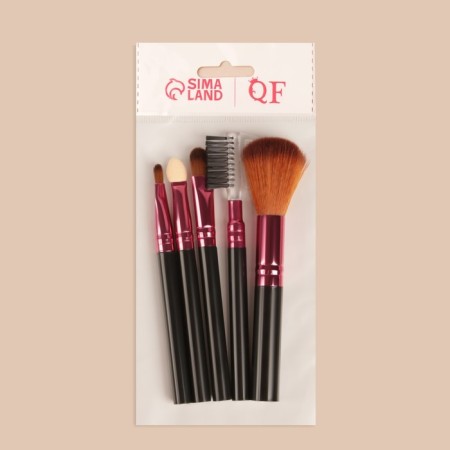 A set of makeup brushes, 5 objects, black/raspberry color-5