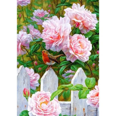 Fabric for embroidery with rose ribbons