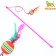Teaser with a colored ball and feathers, 49 cm, a stick of a mix of flowers
