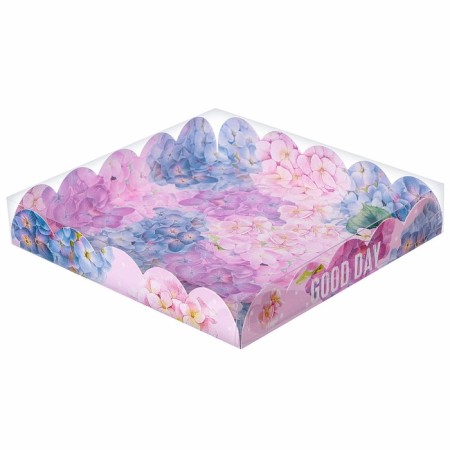 Cookie box, confectionery packaging with PVC lid, good day, 18 x 18 x 3 cm-1