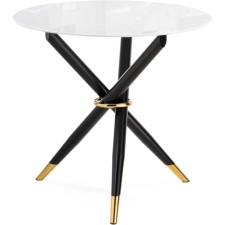 Glass table Rock metal, white/black 80x80x75 cm