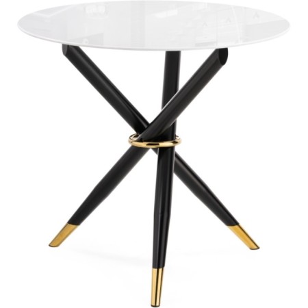 Glass table Rock metal, white/black 80x80x75 cm