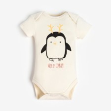 Боди детское Крошка Я "Merry Xmas", рост 74-80 см, цвет бежевый
