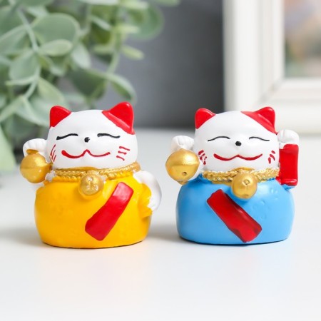Polystone souvenir "Mani-Neko with bells" mix 4x3.5x3.5 cm-1