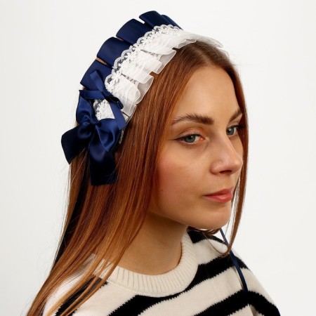 Carnival bandage "Lolita", the color is blue with white lace
