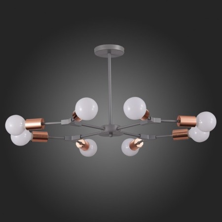 Ceiling EVOLUCE lamp. Sle106403-08. Palare. 8x60 watts, E27, 69.5x69.5x35.5 cm, gray color, pink gold-4