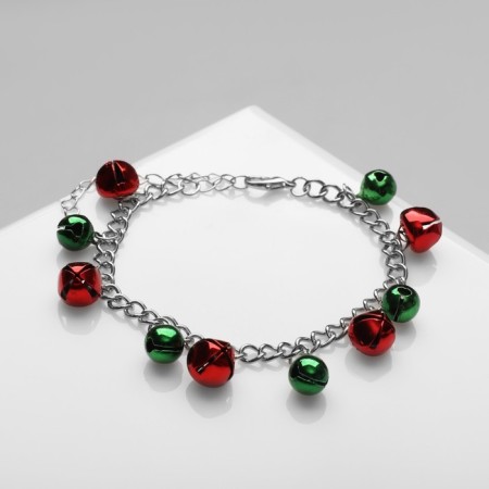 Babenets bracelet on a chain, the color is red-green in silver
